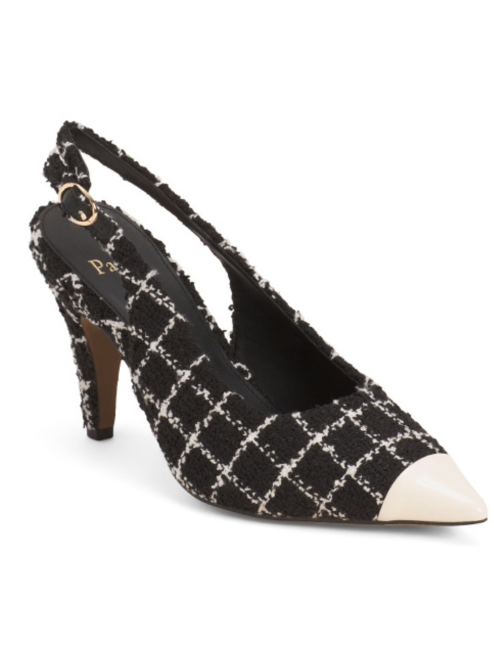 LINEA PAOLO Pointed Toe Slingback Pumps in Black and Cream